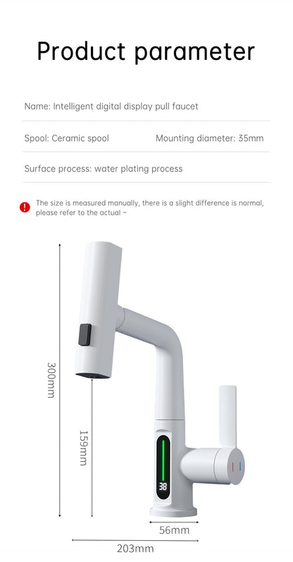 Faucet Pull-out Basin Faucet Temperature Digital Display Rotation