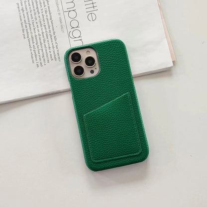 14Pro Plain Leather PU Card Slot Phone Case For iPhone13mini 11 12 Xsmax XR 78plus 6s  Half Cover Hard Body Protection