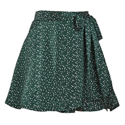 Solid color midi skirt with high waist and lace up skirt