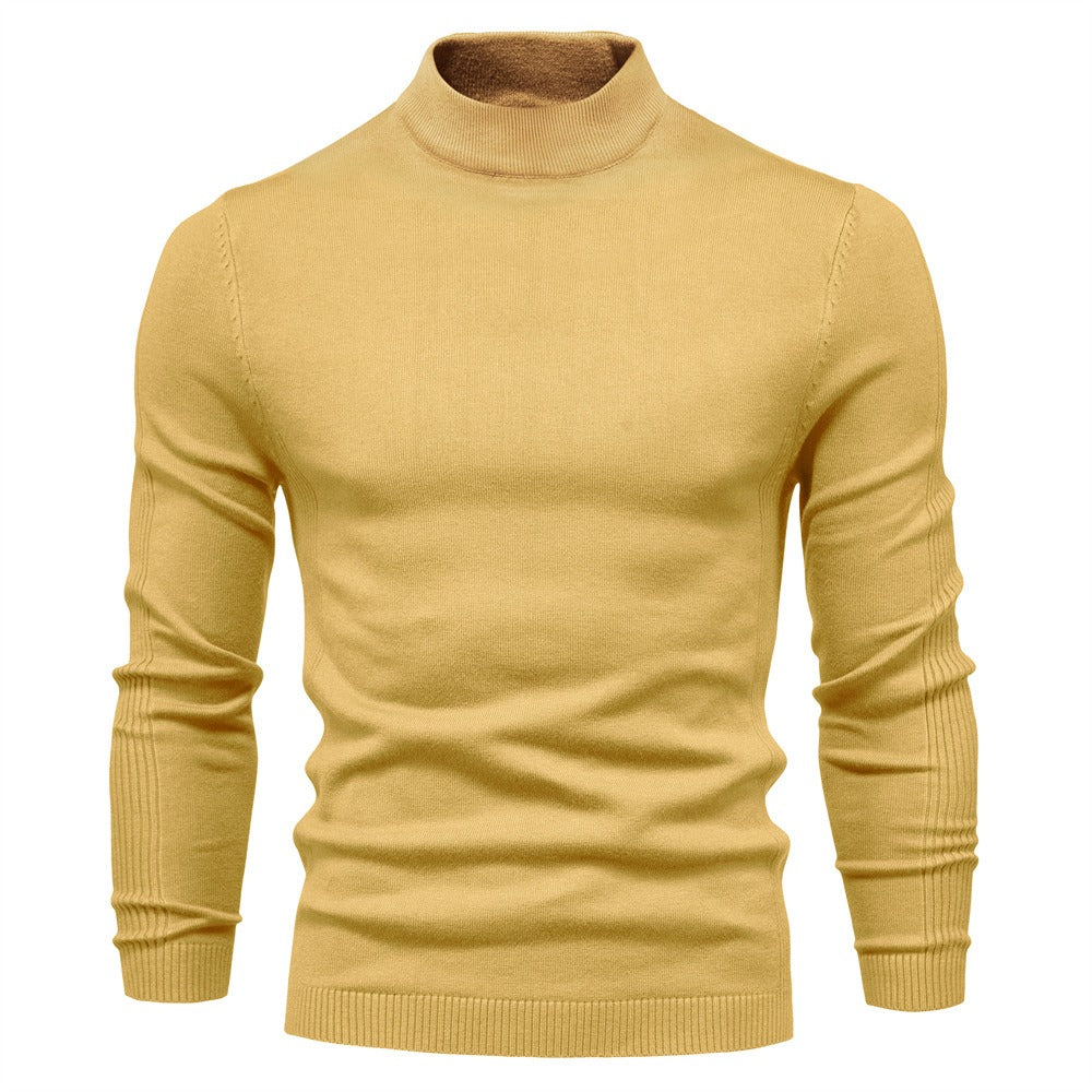 Autumn and Winter Thickened Thermal Sweater Men's Medium Neck Slim Fit Men's Sweater Men's Multicolor Knitwear