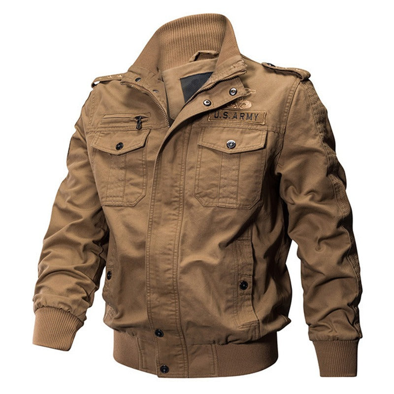 Autumn And Winter Men's Stand Collar Cotton Wash Plush Thickened Coat Large Casual Jacket Men