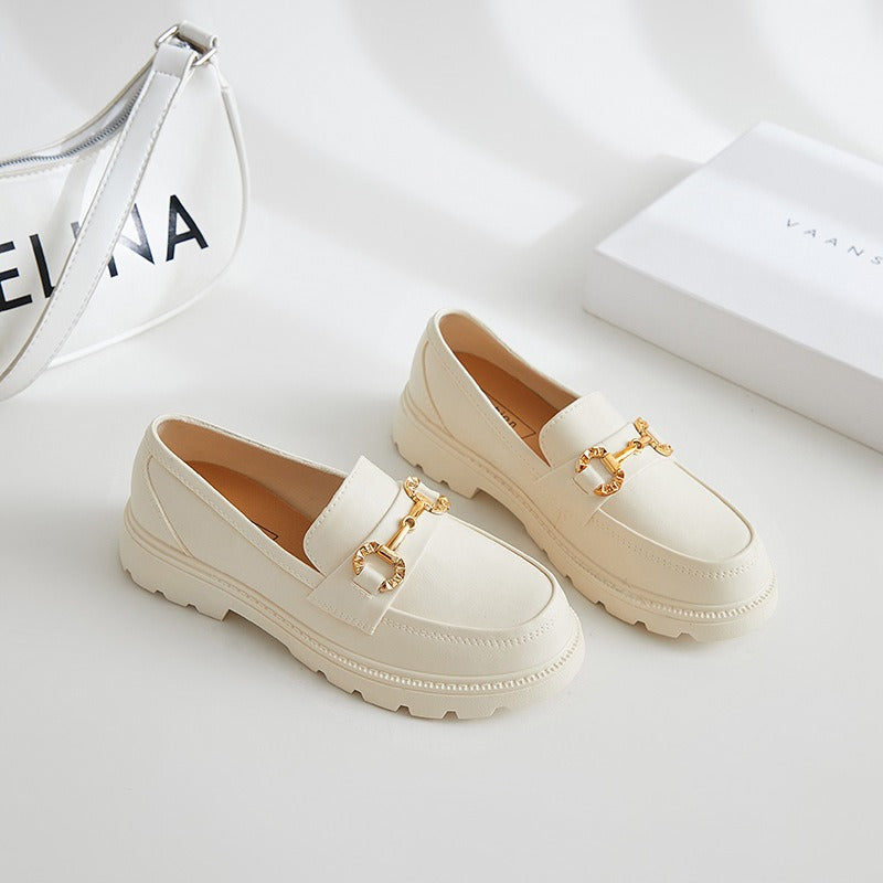Women Shoes New In Fashion Luxury Designer Platform Thick Bottom Height Increasing Shoes Metal Chain Slip on Dress Shoes