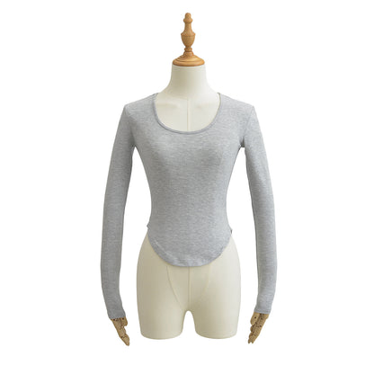 Irregular long sleeved T-shirt for women