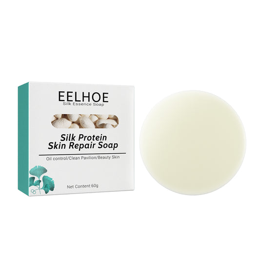 EELHOE Silk Protein Mask Soap (Round Type) Deeply Cleanses And Repairs The Skin, Moisturizes And Rejuvenates The Skin. Silk Goat Milk Cleansing Soap