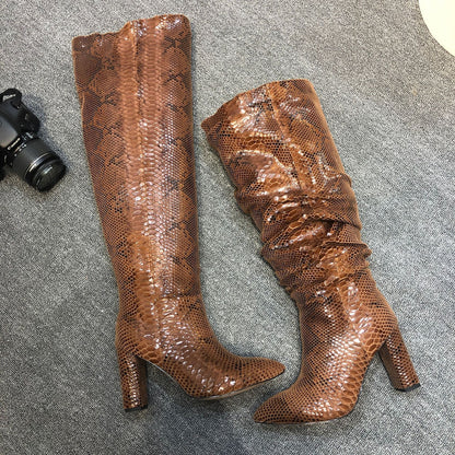 High Boots Female Pumps Thin Heels Pointed Toe Women Western Long Boots Shoes