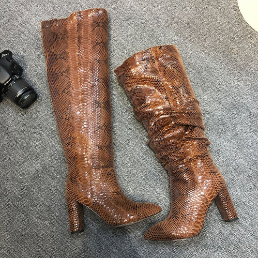 High Boots Female Pumps Thin Heels Pointed Toe Women Western Long Boots Shoes