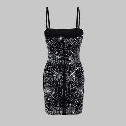 Luoqiu Country Strapless Dress Rhinestone Dress Sexy Style Women's Summer Dress