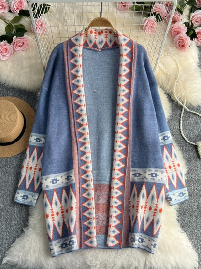 Loose Knitted Cardigan Coat Cloak Retro Style Korean Fashion Knitted Cardigan