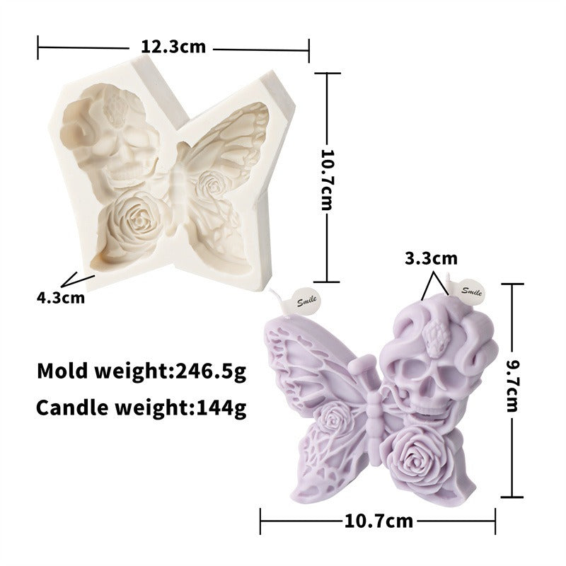 Silicone Angel Butterfly Embossed Pattern Candle Mold Halloween Skull Butterfly Baking Cake Mold Decoration Mold