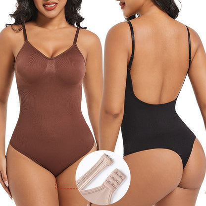 Style Backless Waist Trainer Thong Bodysuit for Women, Butt Lifting Shapewear, Plus Size, Sexy Backless Underwear, Body Shaping Base Layer