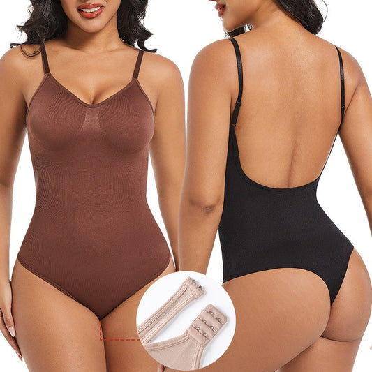 Style Backless Waist Trainer Thong Bodysuit for Women, Butt Lifting Shapewear, Plus Size, Sexy Backless Underwear, Body Shaping Base Layer
