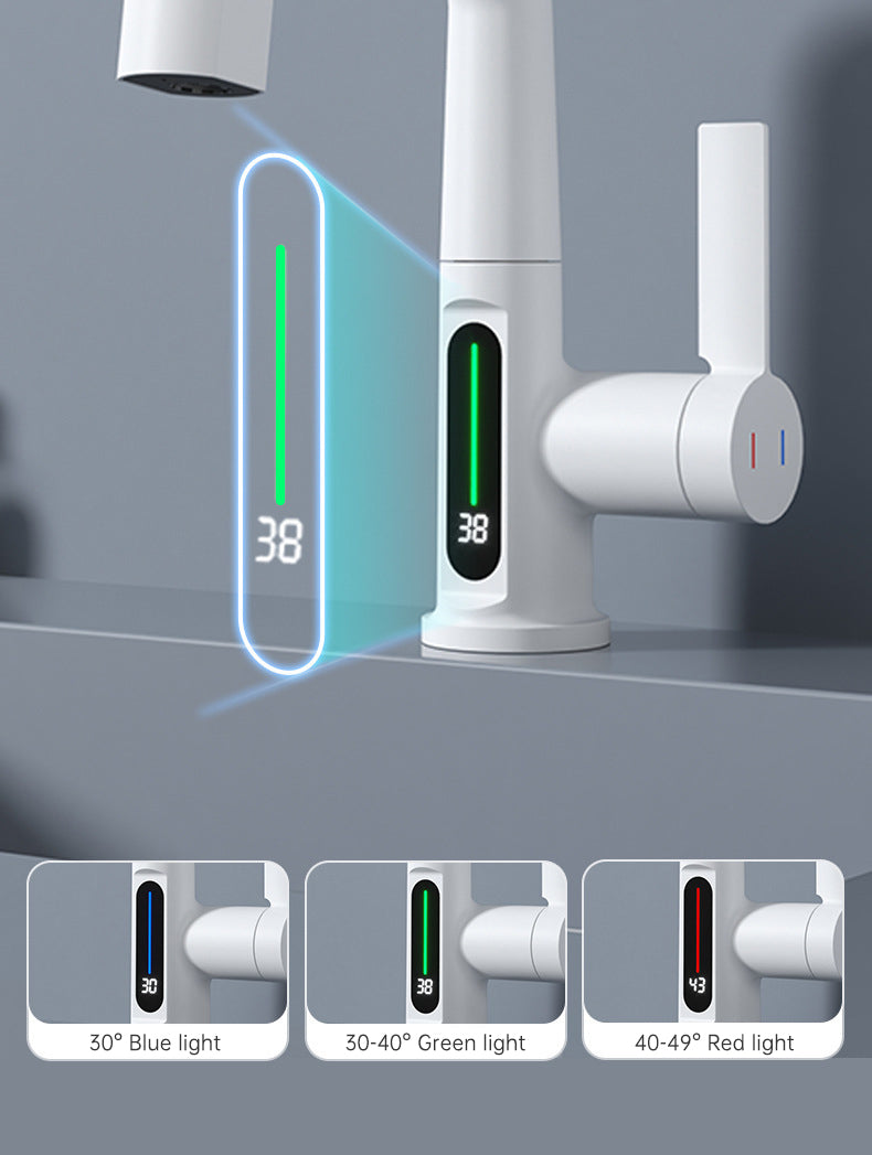 Faucet Pull-out Basin Faucet Temperature Digital Display Rotation