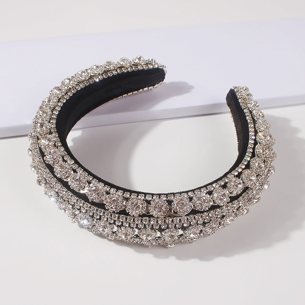 Luxury ZA Rhinestone Hairbands for Women Shinny Padded HeadBands Bridal Party Wedding Headdress Hair Jewelry Birthday Gifts