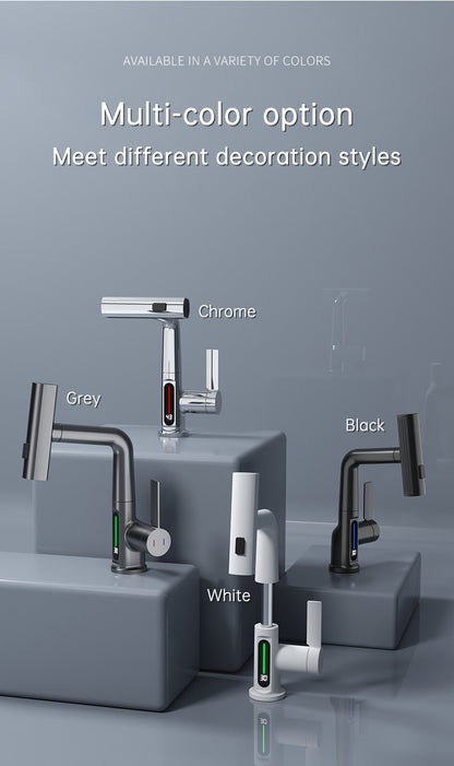 Faucet Pull-out Basin Faucet Temperature Digital Display Rotation