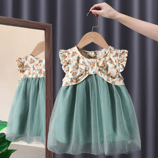 Girls  Summer Dress Baby Skirt Chiffon Little Girl Fashionable Flower Princess Skirt