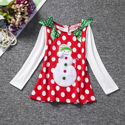 New Year Baby Girl Christmas Dress Girl's Merry Christmas Dress Children Kids Cotton Dot Dress Girls Tutu Santa Clus Costume