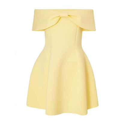 Spring and Summer Evening Dress Women's Princess One-Shoulder Pure Color Dress Elegant Fitted Style Dress