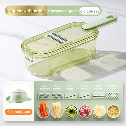 Multifunction Vegetable Cutter With Basket And Brush Portable Slicer Chopper Kitchen Tools