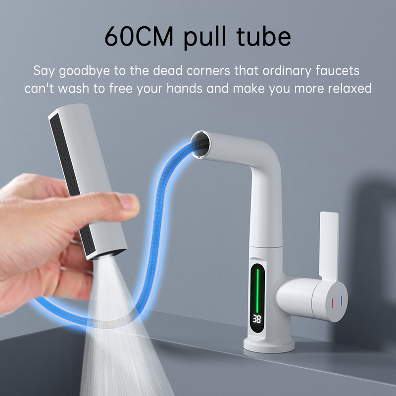 Faucet Pull-out Basin Faucet Temperature Digital Display Rotation