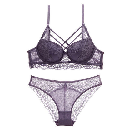 Classic Bandage Black Bra Set Push Up Brassiere Thick Cotton Underwear Set Sexy Bras Lace Embroidery Gather Women Lingerie Sets