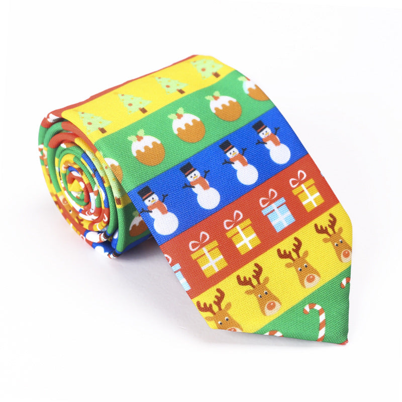 Christmas Tie Polyester Printed Santa Claus Christmas Tree Elk Gift Tie