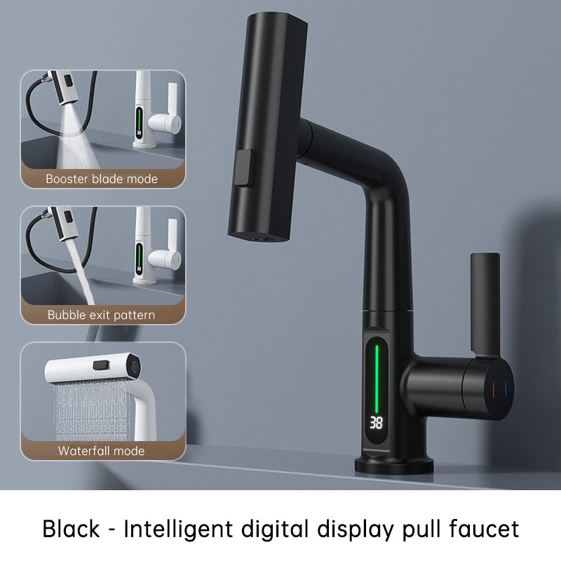 Faucet Pull-out Basin Faucet Temperature Digital Display Rotation