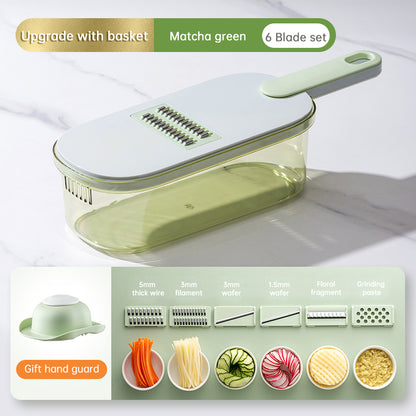 Multifunction Vegetable Cutter With Basket And Brush Portable Slicer Chopper Kitchen Tools