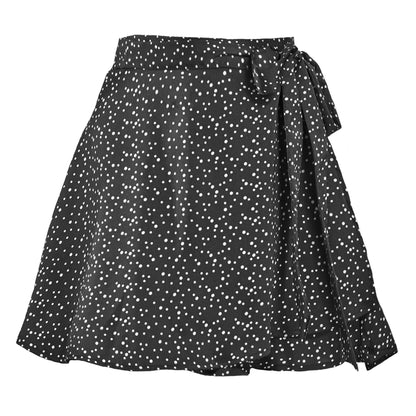 Solid color midi skirt with high waist and lace up skirt