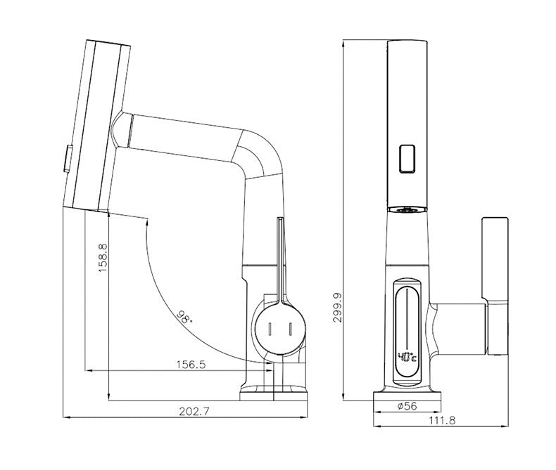 Faucet Pull-out Basin Faucet Temperature Digital Display Rotation