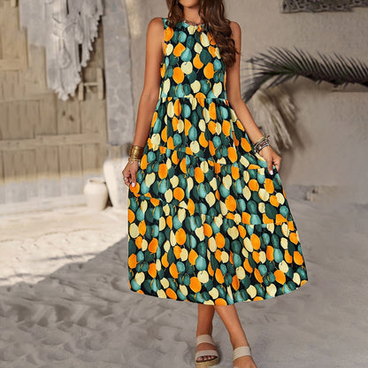 Fashion Dress Spring/Summer Hanging Neck Loose Vacation Dress Children