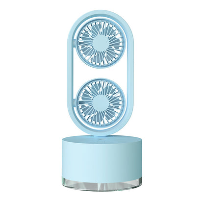 Two-In-One New Double-Leaf Spray Water-Cooled Fan Desk Top Dormitory Small Fan Ins Wind Humidifier Desk Fan