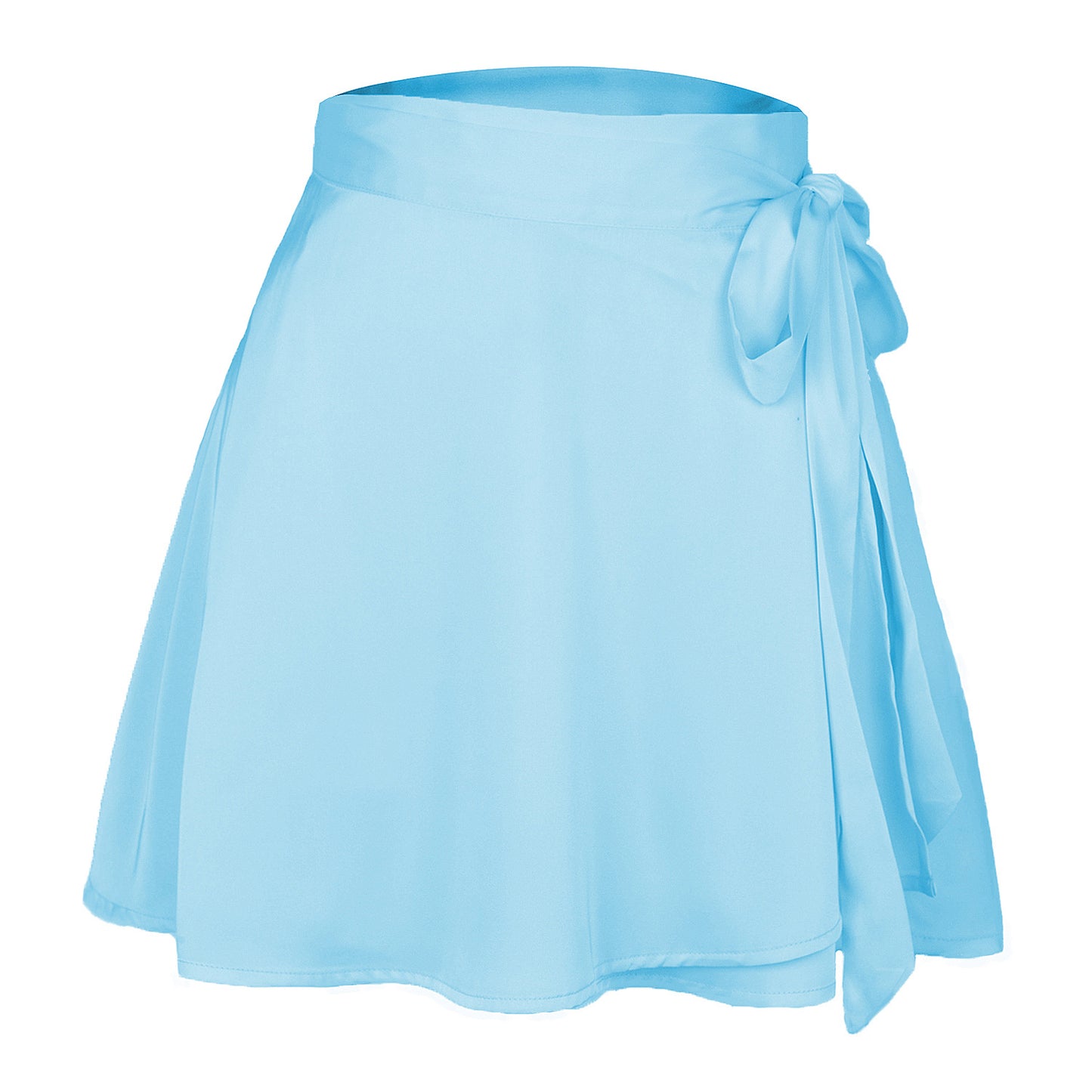 Solid color midi skirt with high waist and lace up skirt