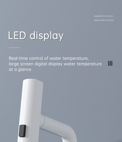 Faucet Pull-out Basin Faucet Temperature Digital Display Rotation