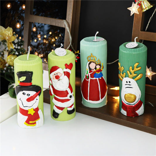 8 Nordic style Christmas Santa Claus pillar candle molds Elk Christmas tree scented candle molds