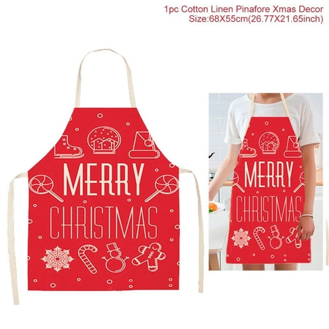 Huiran Merry Christmas Apron Santa Claus Christmas Decorations For Home Navidad Happy New Year Christmas Kitchen Noel