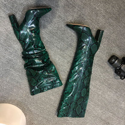 High Boots Female Pumps Thin Heels Pointed Toe Women Western Long Boots Shoes