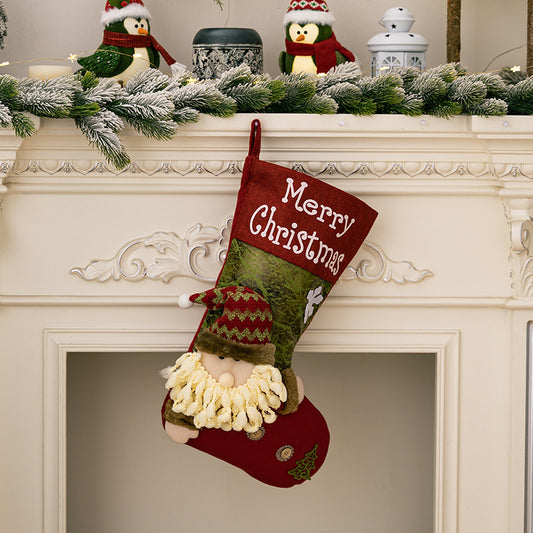 Christmas decorations leather Christmas socks imitation bark snowflake Christmas socks three-dimensional old man gift socks