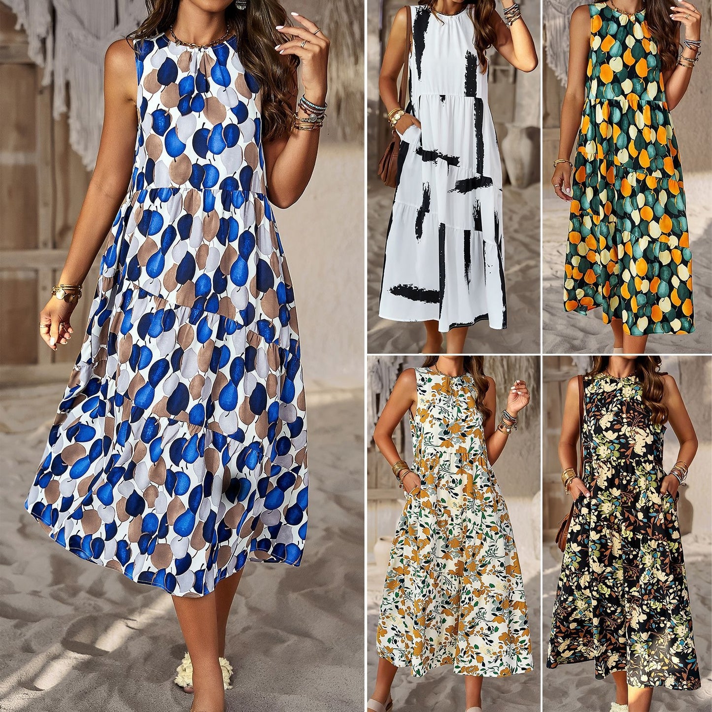 Fashion Dress Spring/Summer Hanging Neck Loose Vacation Dress Children