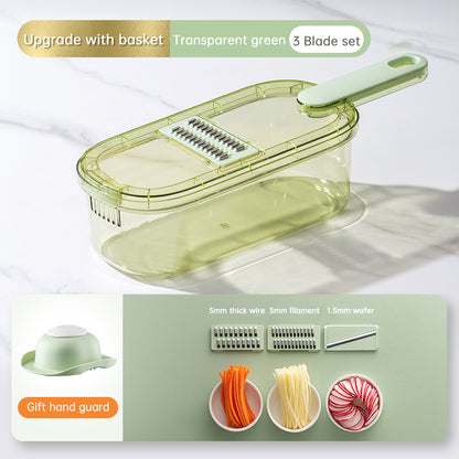 Multifunction Vegetable Cutter With Basket And Brush Portable Slicer Chopper Kitchen Tools