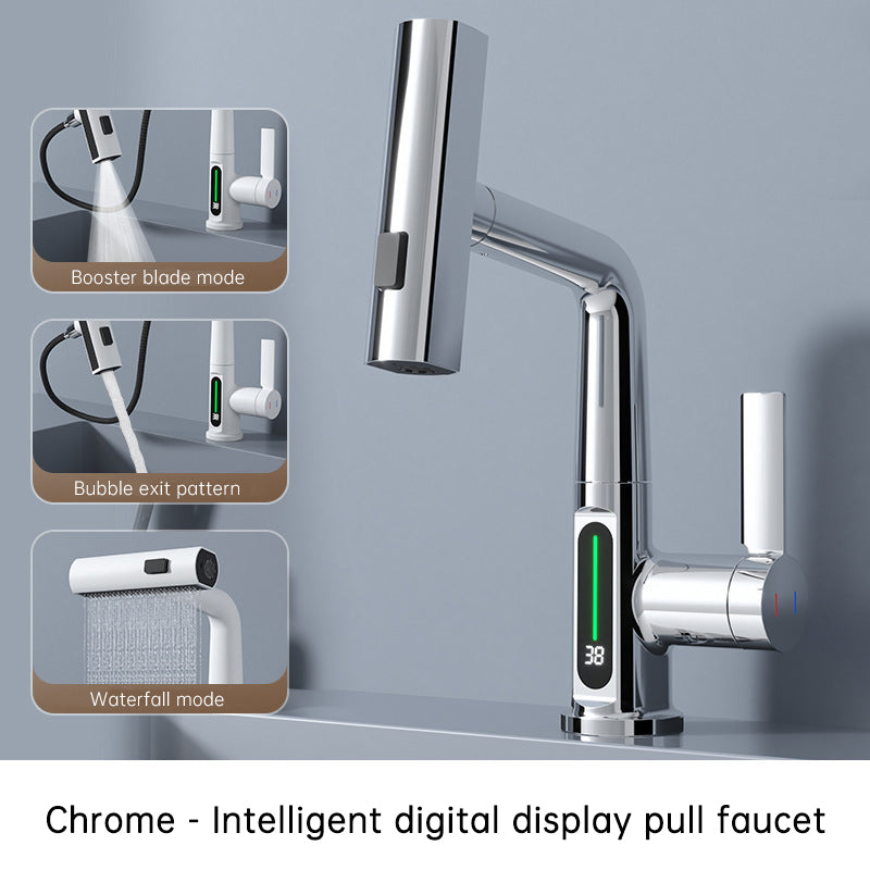 Faucet Pull-out Basin Faucet Temperature Digital Display Rotation