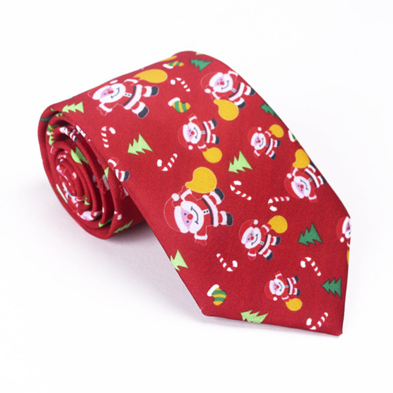 Christmas Tie Polyester Printed Santa Claus Christmas Tree Elk Gift Tie