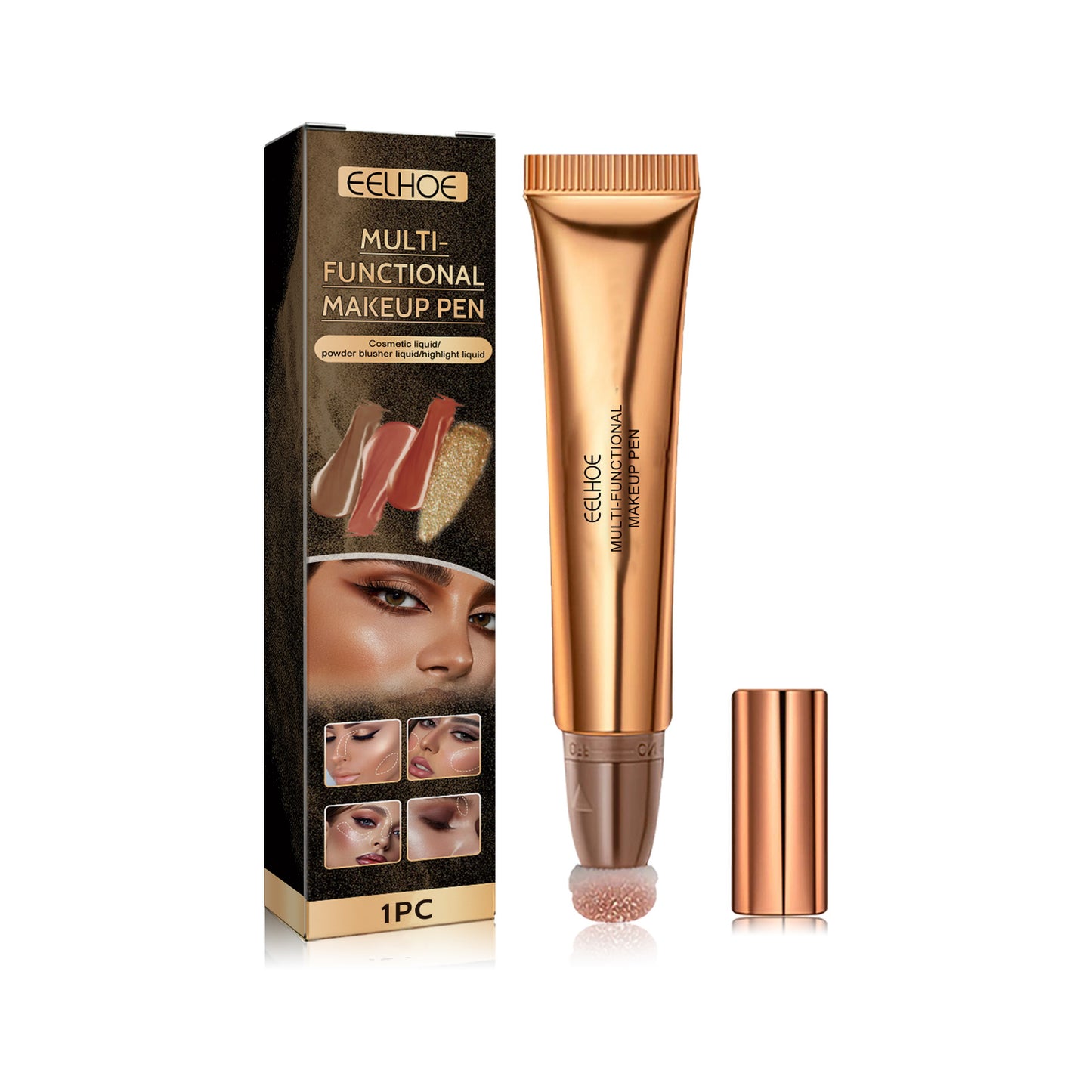EELHOE Multifunctional Makeup Pen, Face Light Highlight Natural Three-Dimensional Liquid Contour Beauty Stick