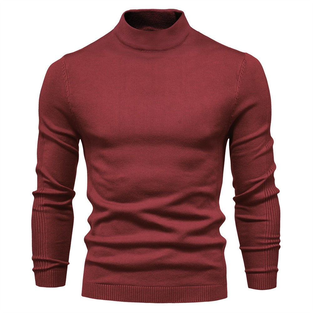 Autumn and Winter Thickened Thermal Sweater Men's Medium Neck Slim Fit Men's Sweater Men's Multicolor Knitwear