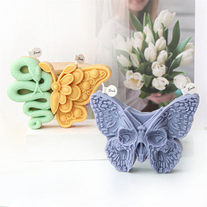 Silicone Angel Butterfly Embossed Pattern Candle Mold Halloween Skull Butterfly Baking Cake Mold Decoration Mold