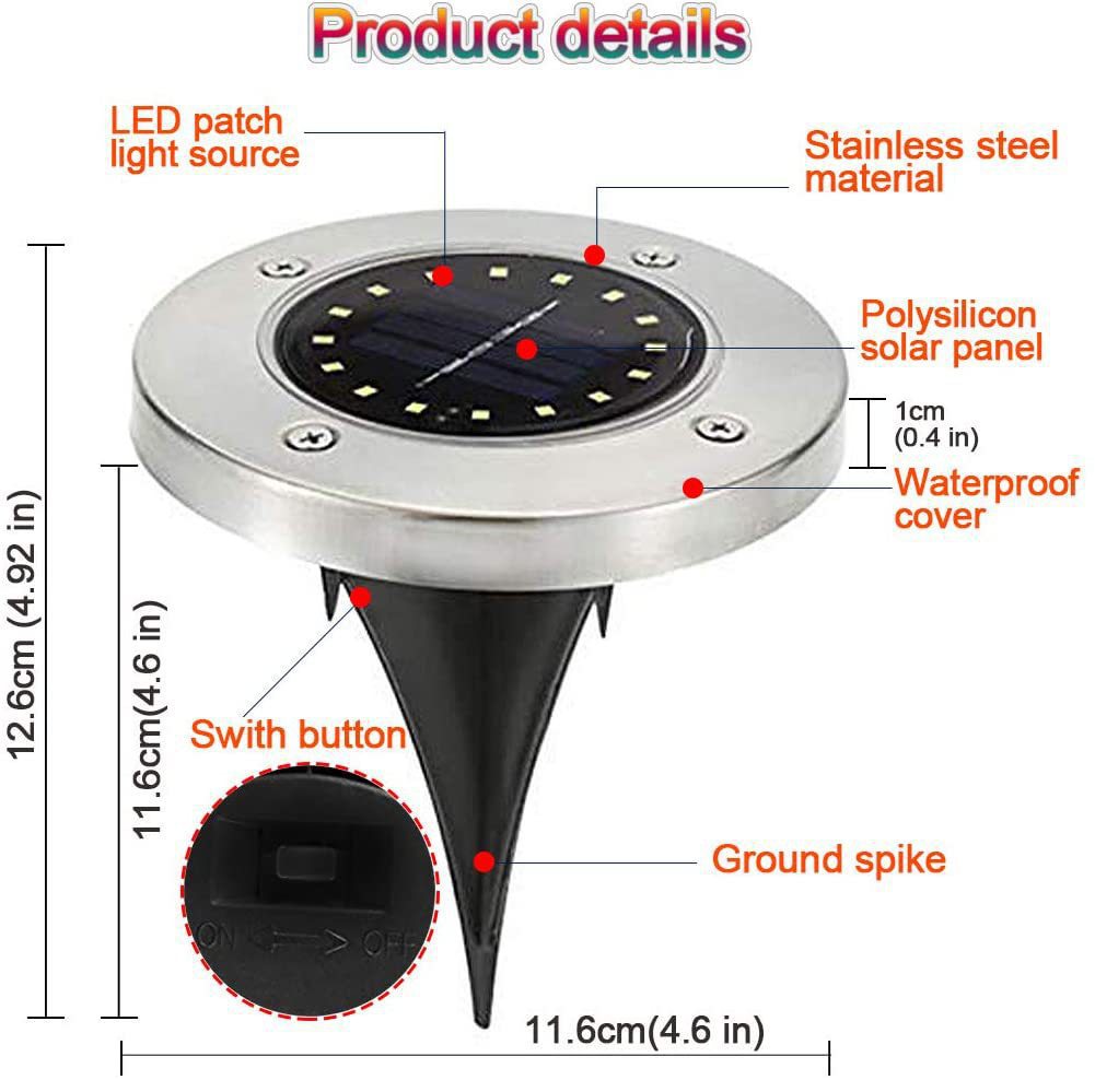 8/12/16/20LED Outdoor Solar Buried Light Lawn Light Decorative Light