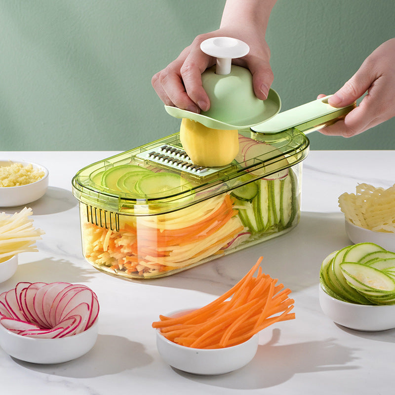 Multifunction Vegetable Cutter With Basket And Brush Portable Slicer Chopper Kitchen Tools