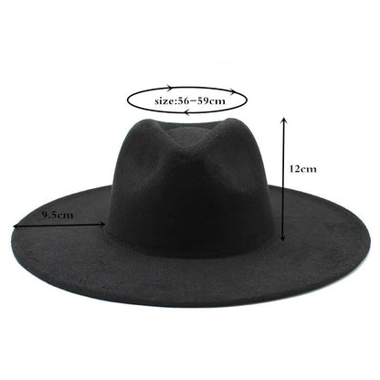 Classical Wide Brim Fedora Hat Black white Wool Hats Men Women Crushable Winter Hat Derby Wedding Church Jazz Hats