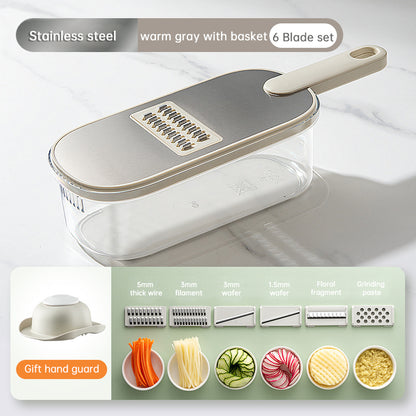 Multifunction Vegetable Cutter With Basket And Brush Portable Slicer Chopper Kitchen Tools