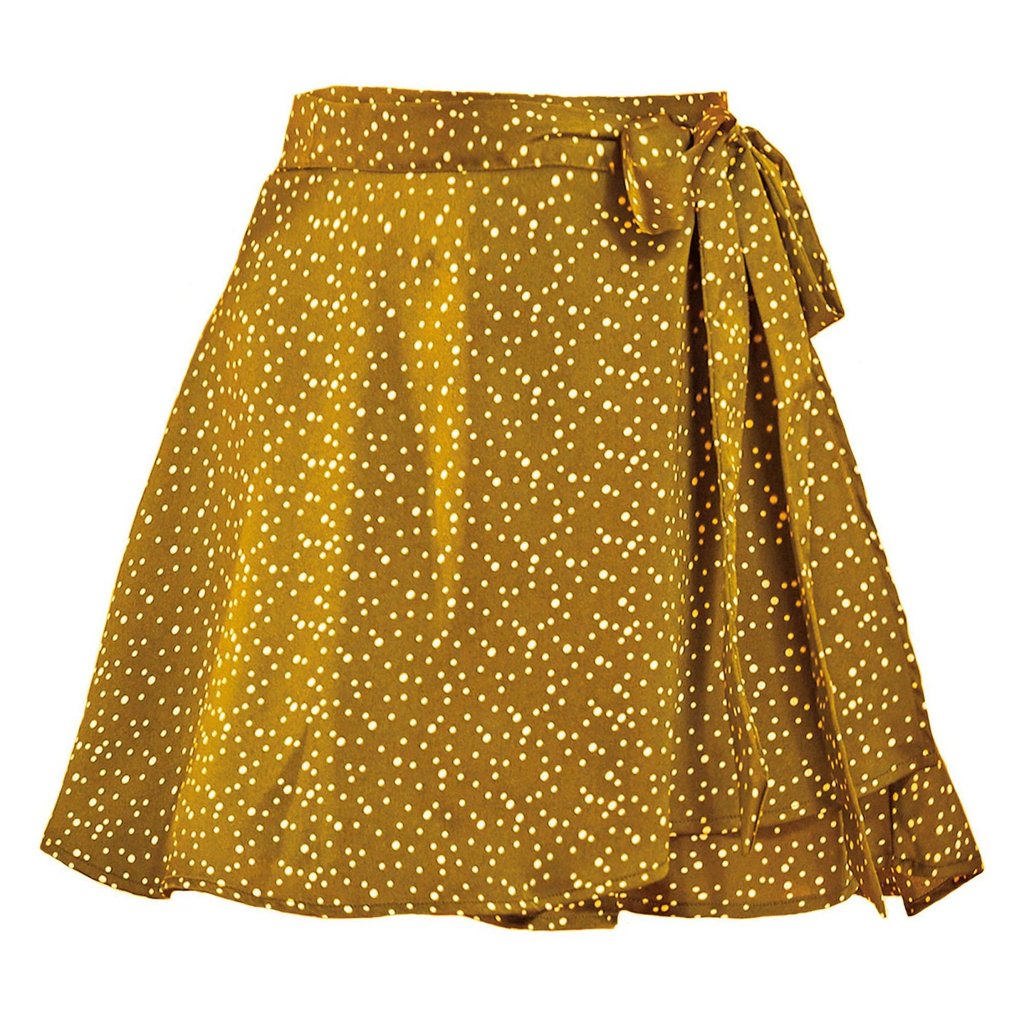 Solid color midi skirt with high waist and lace up skirt