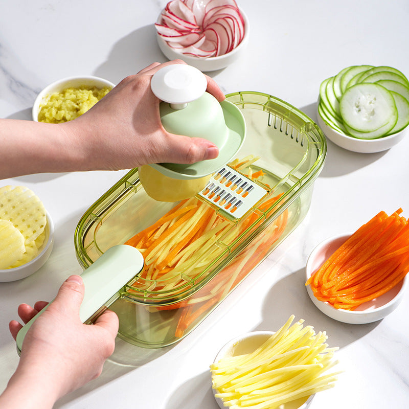 Multifunction Vegetable Cutter With Basket And Brush Portable Slicer Chopper Kitchen Tools